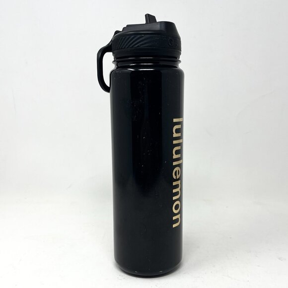 Lululemon Black Straw Lid Sport Bottle 24oz Stainless Steel Water Bottle - Picture 3 of 11